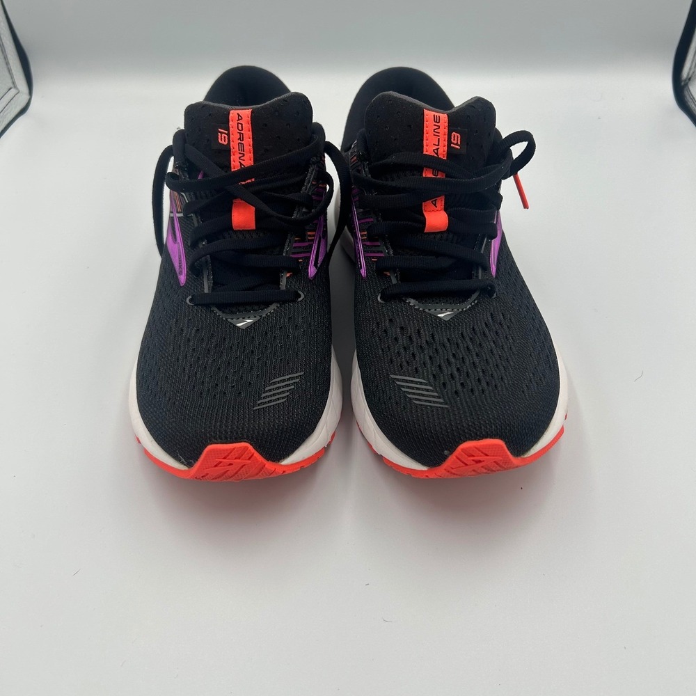 Brooks Adrenaline GTS 19 Running Shoes Womens 10.5 Black Purple Coral Athletic